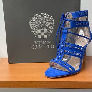 Vince Camuto Blue Heels with Cage Design